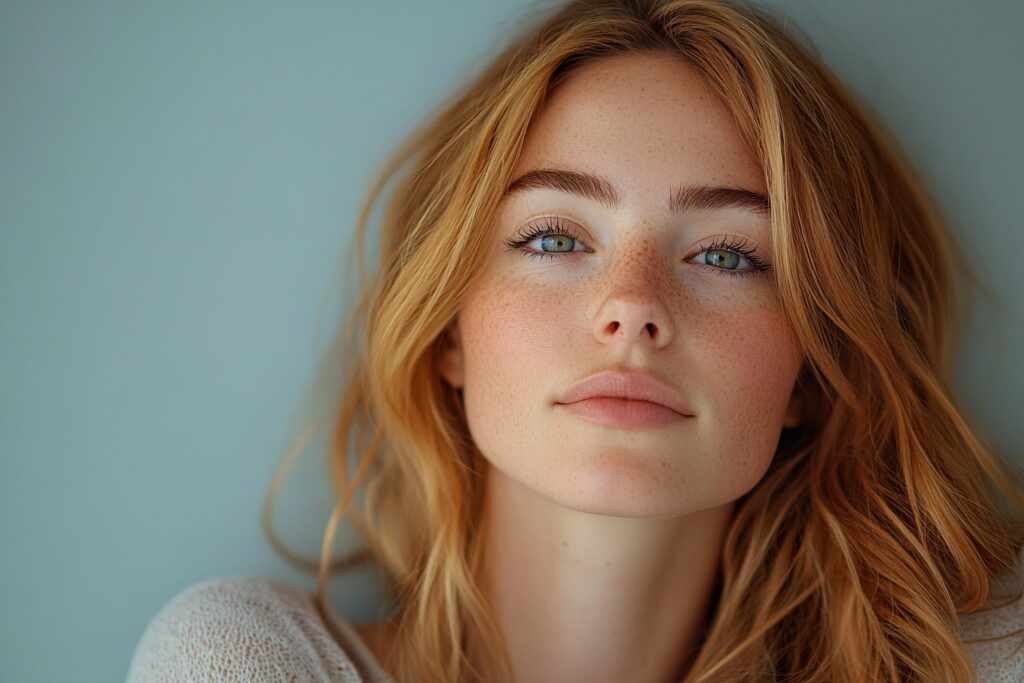 a woman with red hair